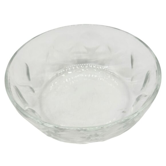Vintage Clear Glass Bowl with Lid Embossed Floral Design Decorative Tableware - Picture 3 of 9